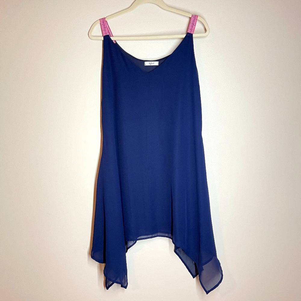 STYLEBASH Asymmetric Navy Gauze Dress - Large